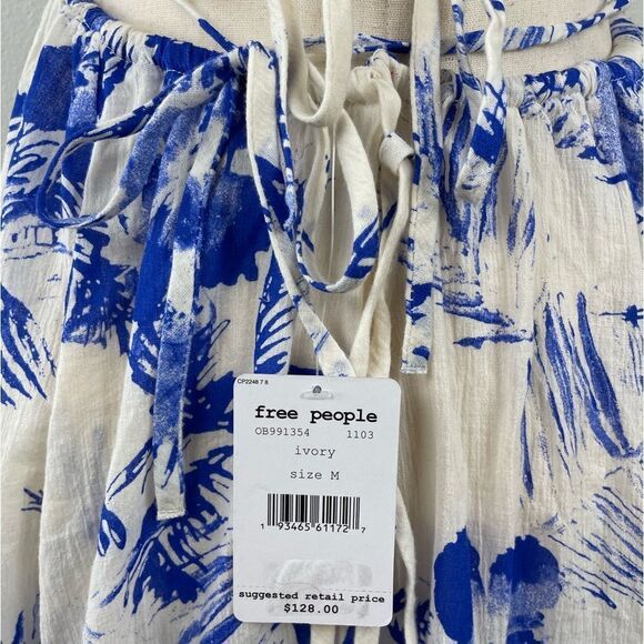 NWT Free People White and Blue Tropical Halter Top Dress Size XS - Picture 7 of 8